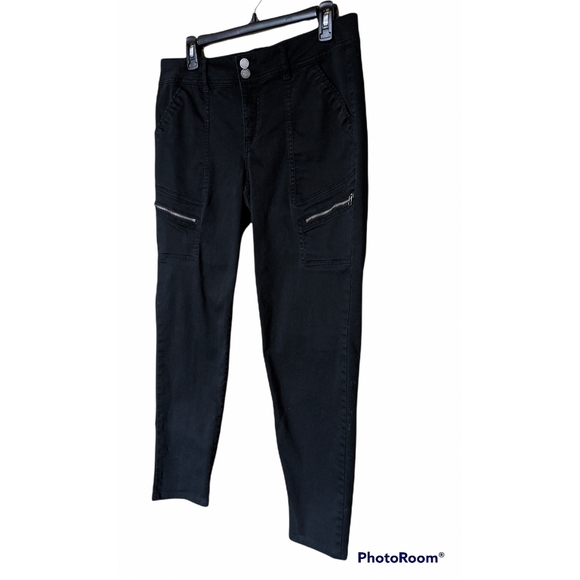 Rewind Black Jeans Size 13 Wide Stretch Zippers 6 Pockets Denim - Picture 1 of 6